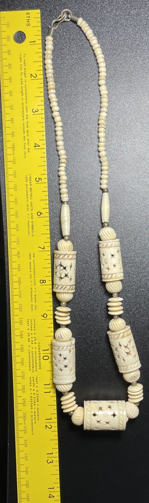 Vintage Faux Bone Bead Necklace – Tribal Ethnic Statement Jewelry