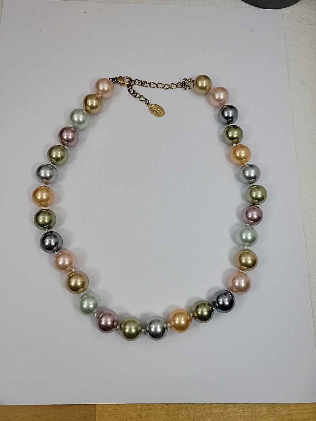 Vintage Kenneth Jay Lane KJL Pastel Multi-Color 14mm Faux Pearl Necklace 18″-22″