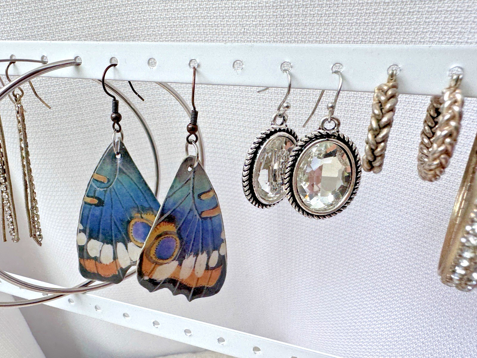 Silver 90s Modernist butterfly y2k 2000s 1990s Pierced hugger Earrings Lot 8 PRS