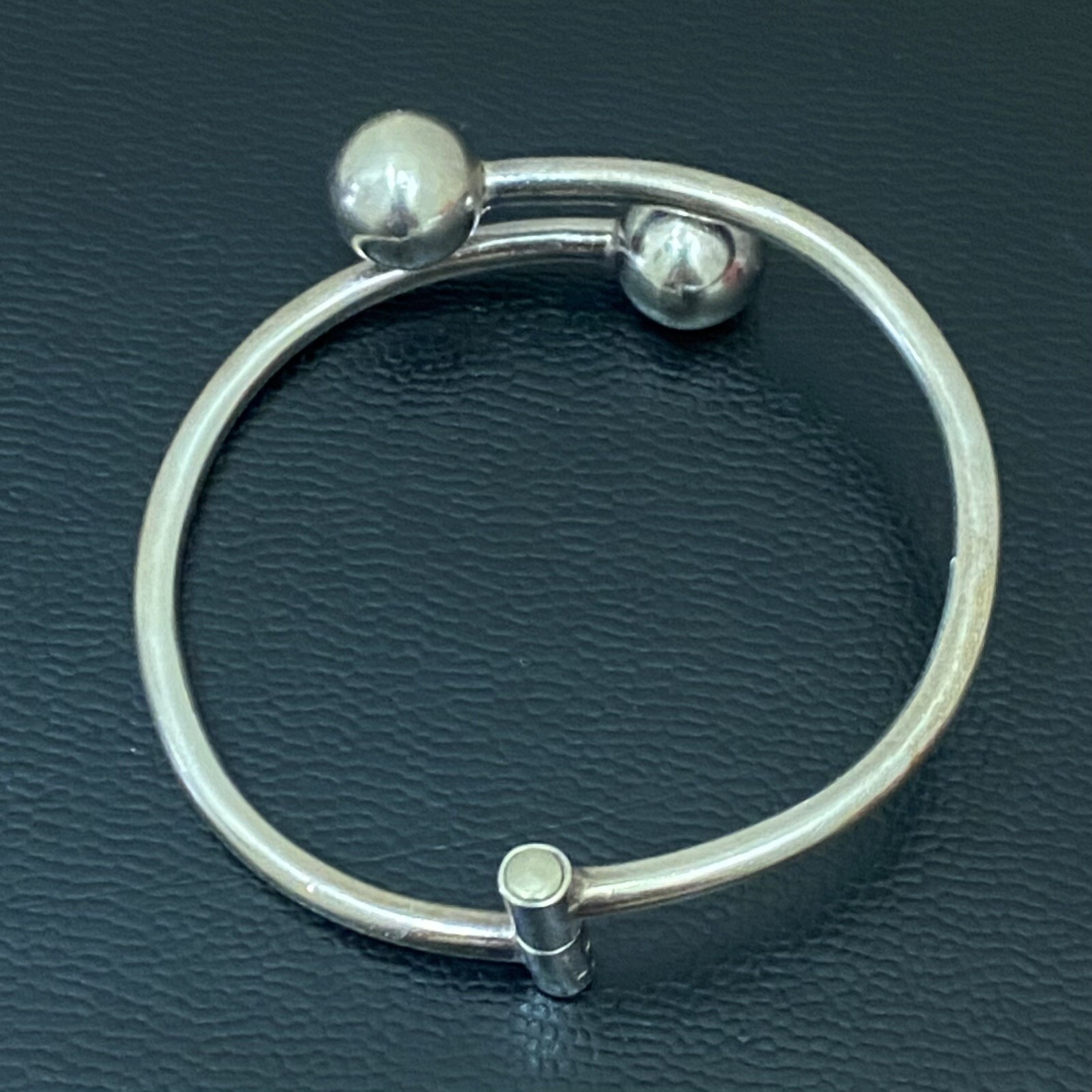 Vintage Mexican Silver 925 Orb Ball Hinge Adjustable Cuff Bangle Bracelet 14.8g