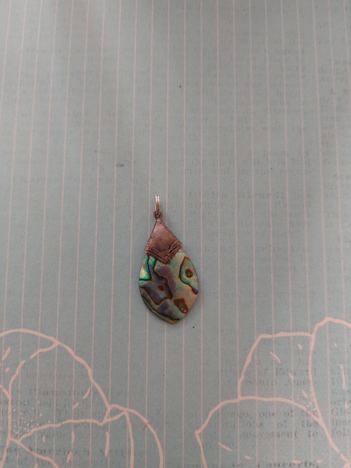 Vintage pendant natural sea shell sterling silver abalone MOP teardrop