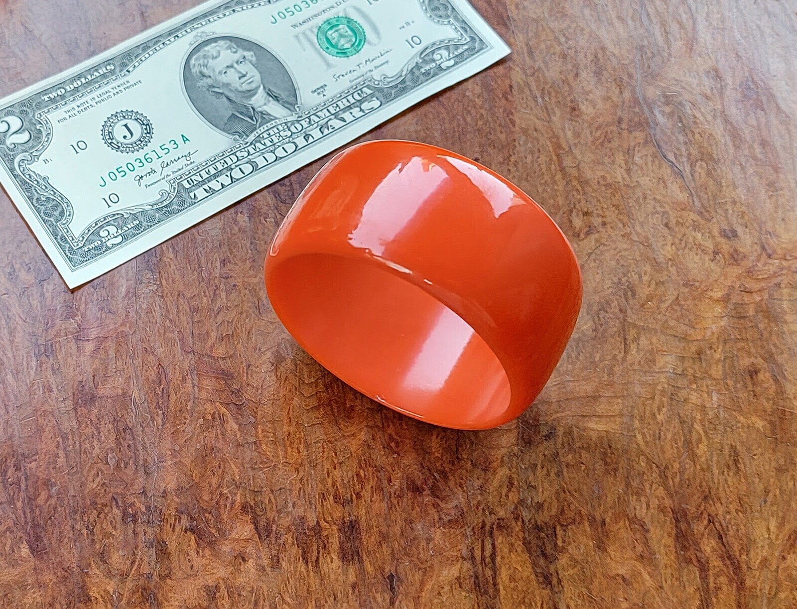 Vintage BAKELITE Bangle – Orange – Almost 1 1/2″ Wide