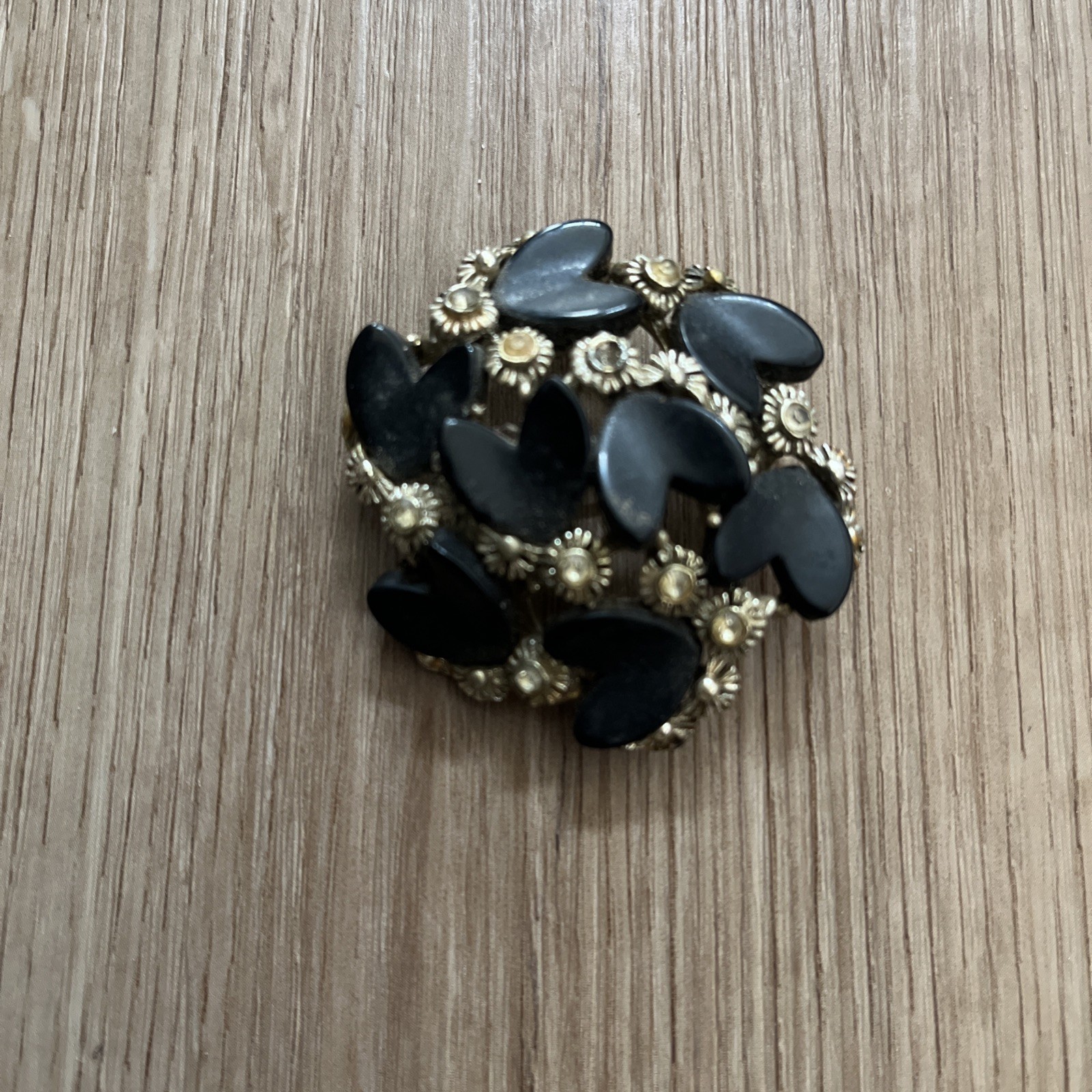 BSK Vintage Pin Brooch 2” Hearts & Flowers