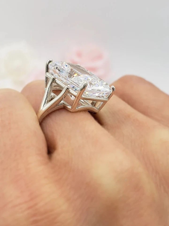 9.5Ct Radiant Cut Lab Created Diamond Engagement Wedding Ring 14K White Gold FN
