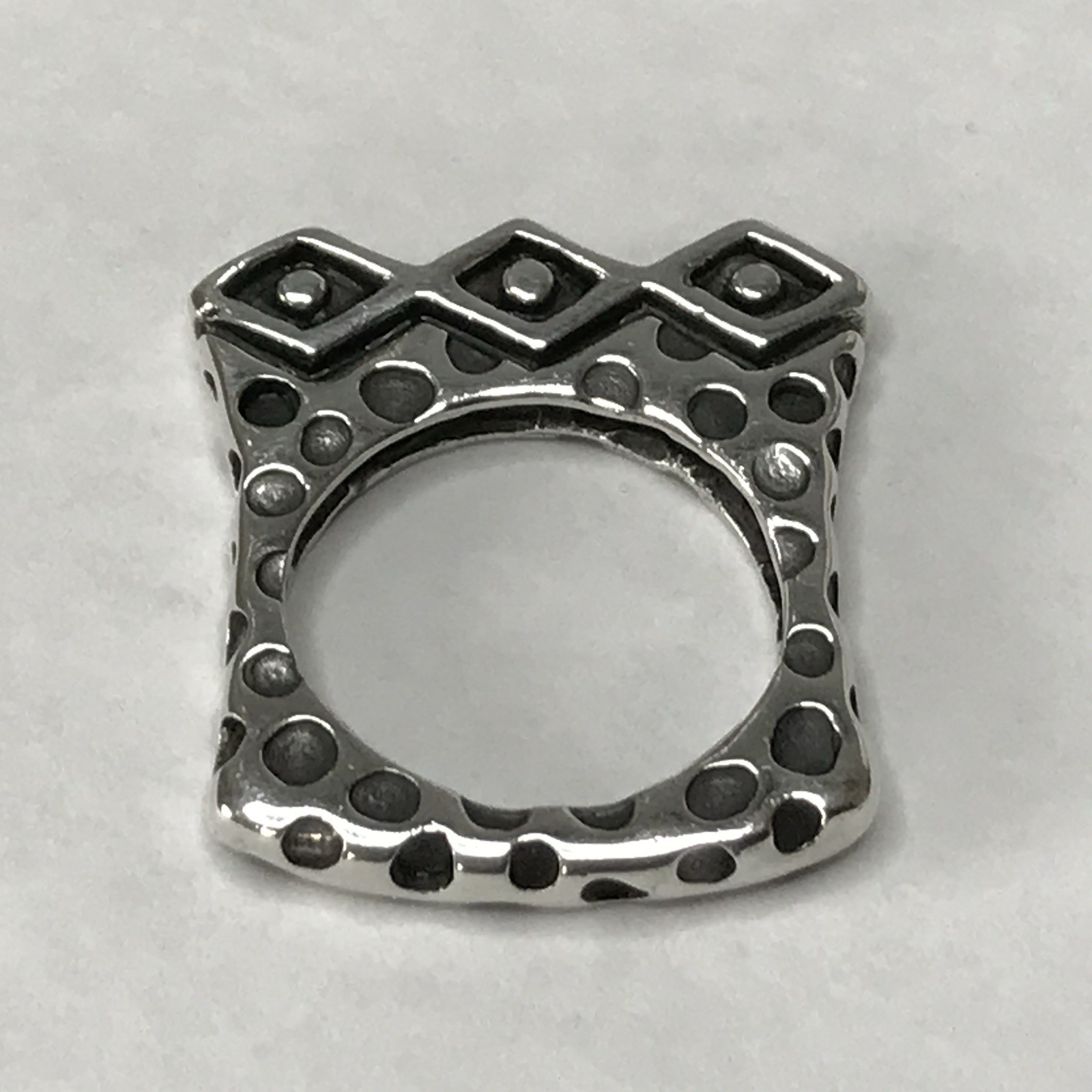 Dian Malouf Sterling Silver Zig Zag Dots Flat Ring Size 7.5 11.05g