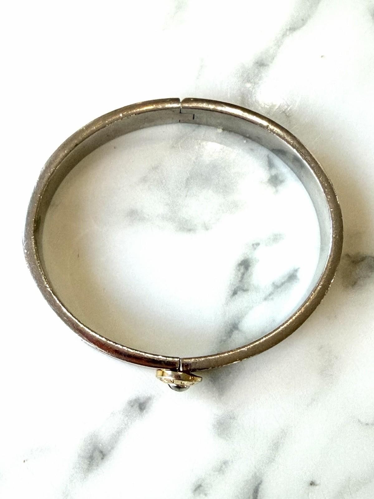 Vintage Henri Bendel Pink Enamel Silver-Tone Bangle Bracelet