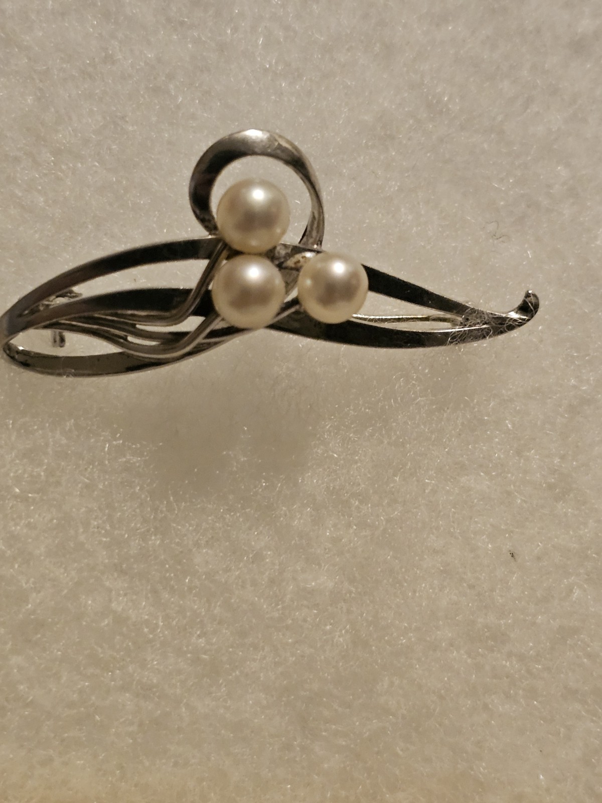 Mikimoto Sea Pearl Akoya sterling silver Brooch Japan,1980s, 3.9 g. Vintage.