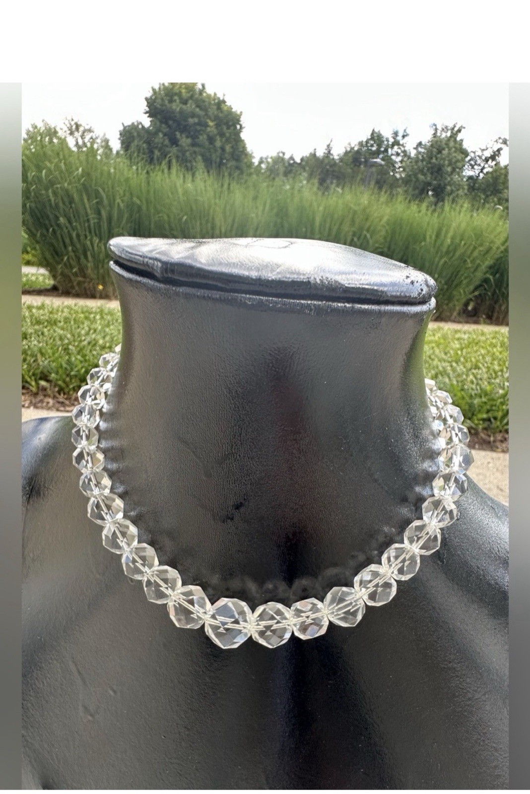 Vintage Victorian Rock Crystal Beaded with Sterling Silver Clasp 16” Necklace