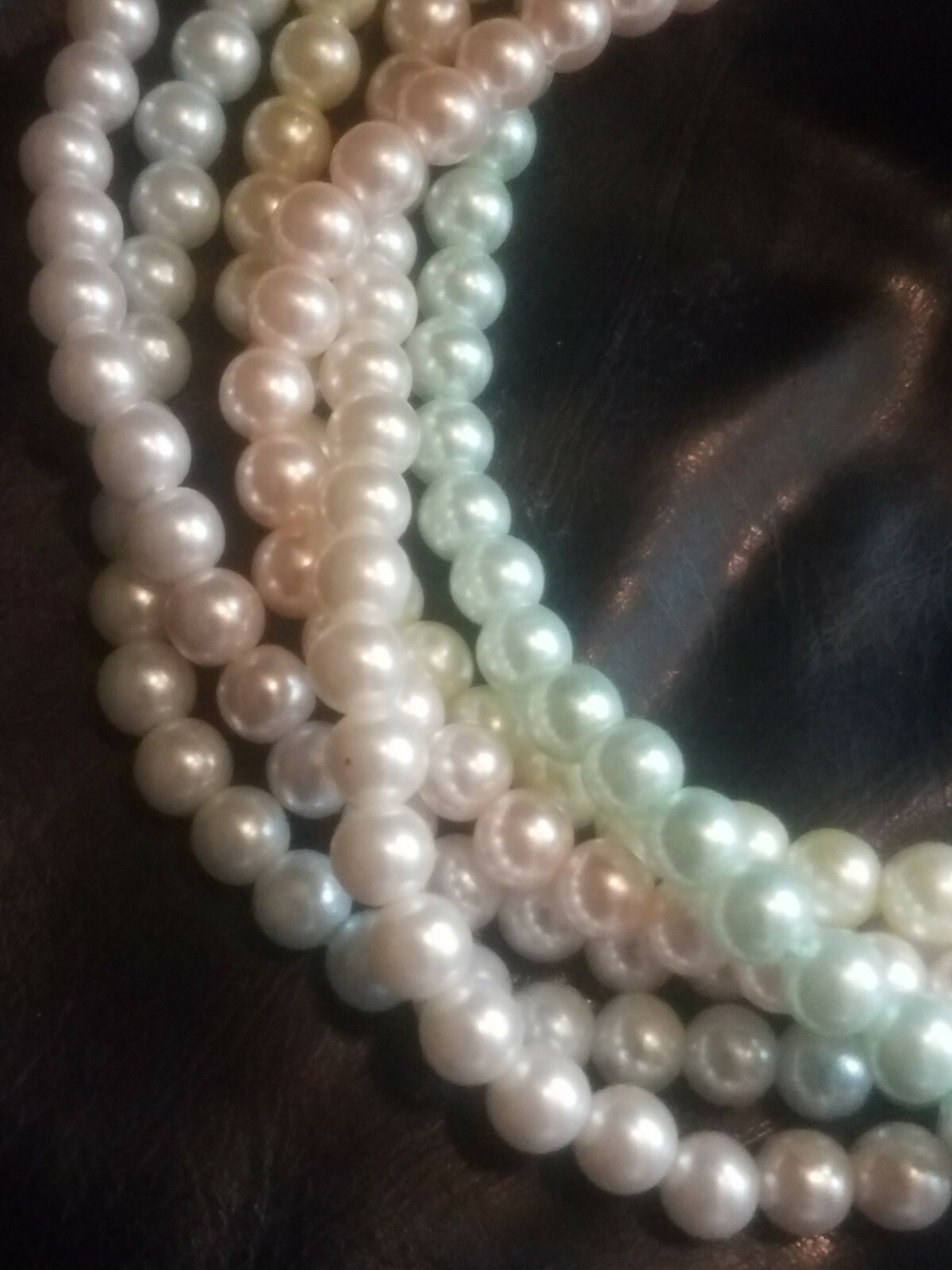 Vintage Joan Rivers 6 Strand MULTI COLOR Pastels Faux PEARL Necklace 19″