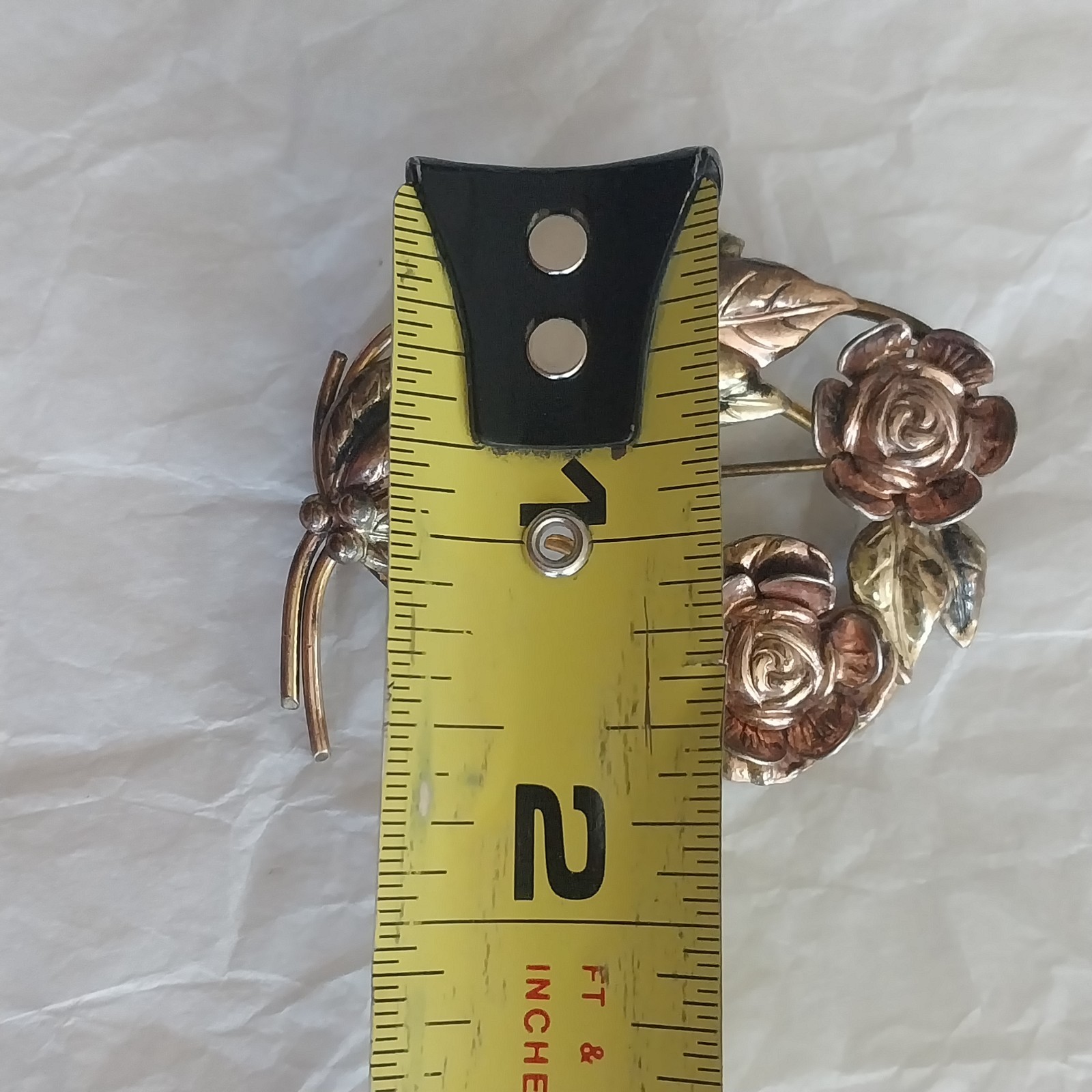 Vtg 1/20 12K GF Gold Filled over Sterling Silver Flower Brooch Pin 2-1/4″