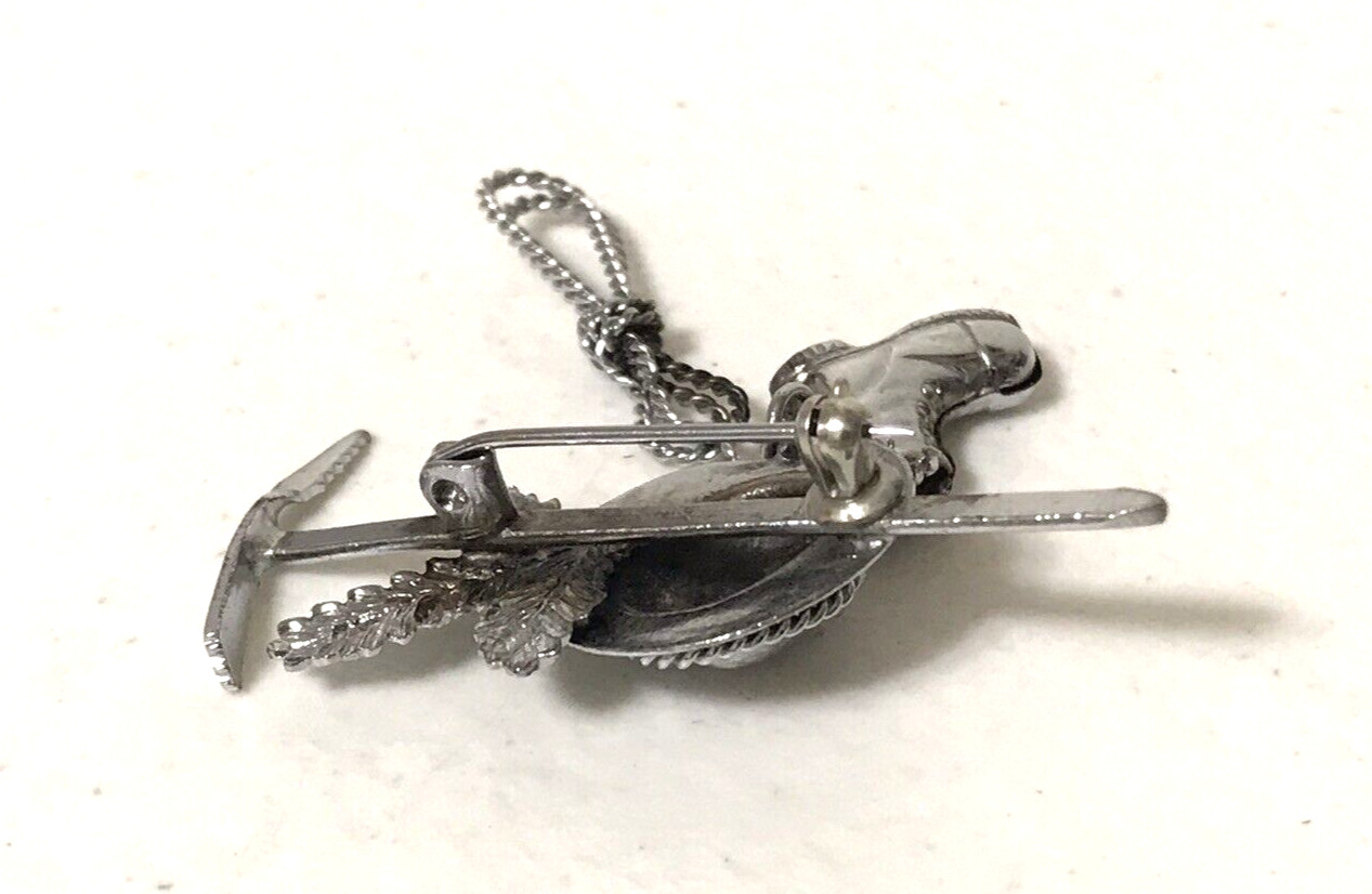 Vintage Silver Tone Gardening Hat Boot Tools Charms Dangles Brooch Pin Estate