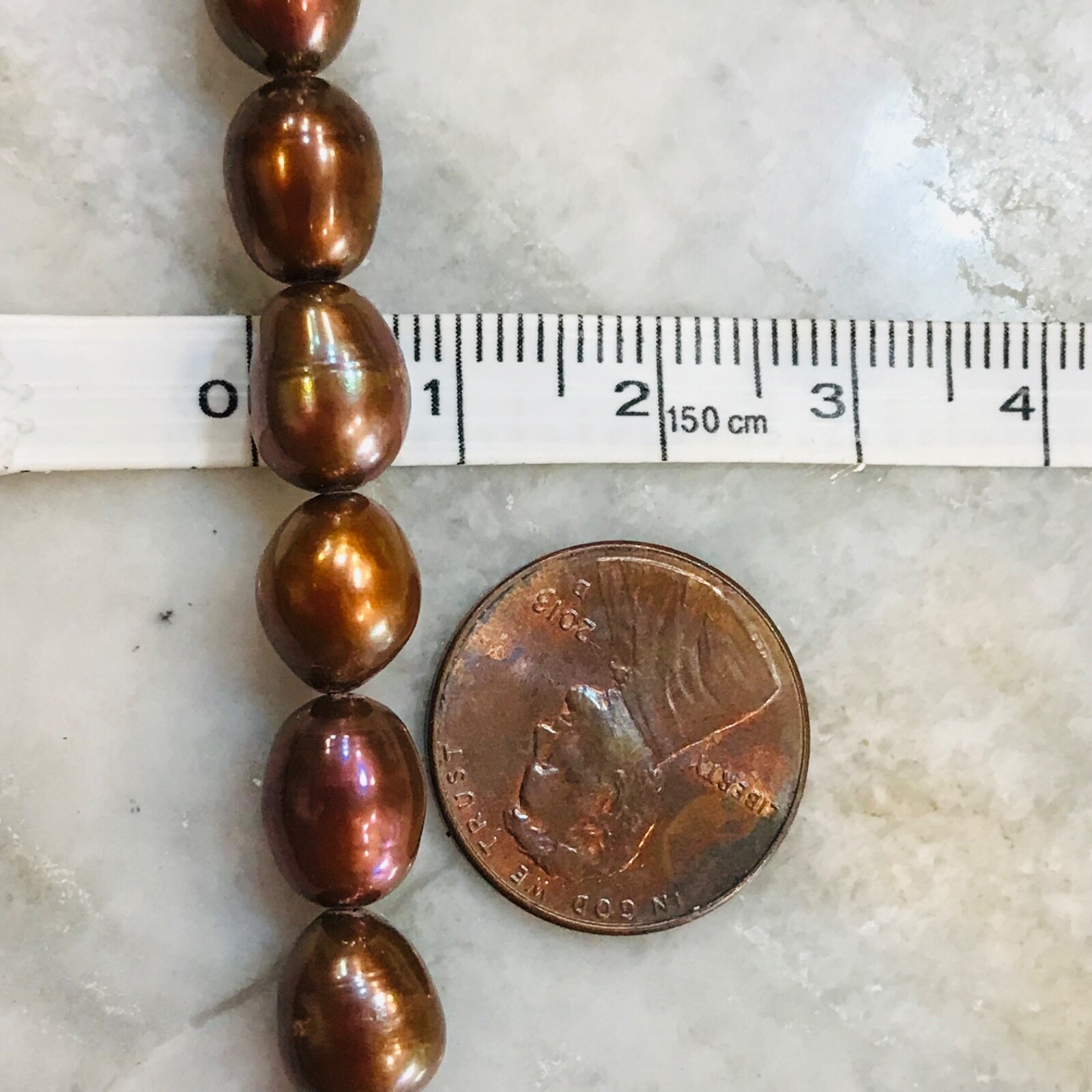 QVC Pearl Necklace strand Chocolate 925 Bronze FW 10mm Hand Knot HSN 18-20”