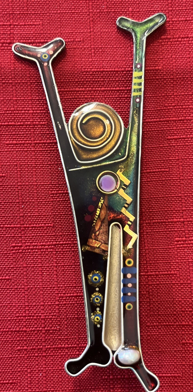 Yossi Steinberg Modernist Abstract Person Brooch Resin Retro Art Jewelry