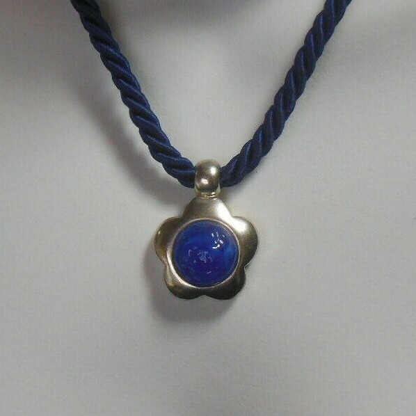 Vintage Signed Enny Monaco Blue Pendant Necklace 17.5″ Made in Italy