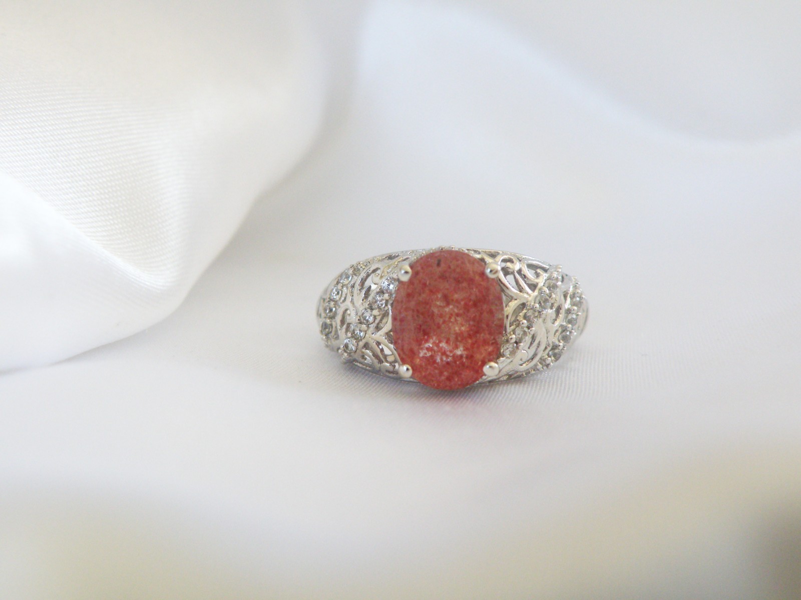 DJoy Sterling Silver 925 Pink Tanzanian Natronite Ring Size 7