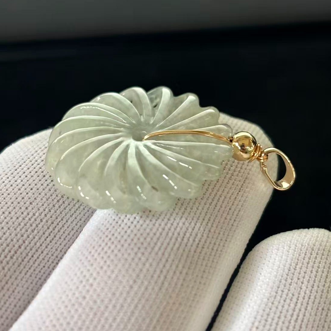 Natural Green Jade Jadeite Handmade Hollow-out Pendant Round, Free Necklace