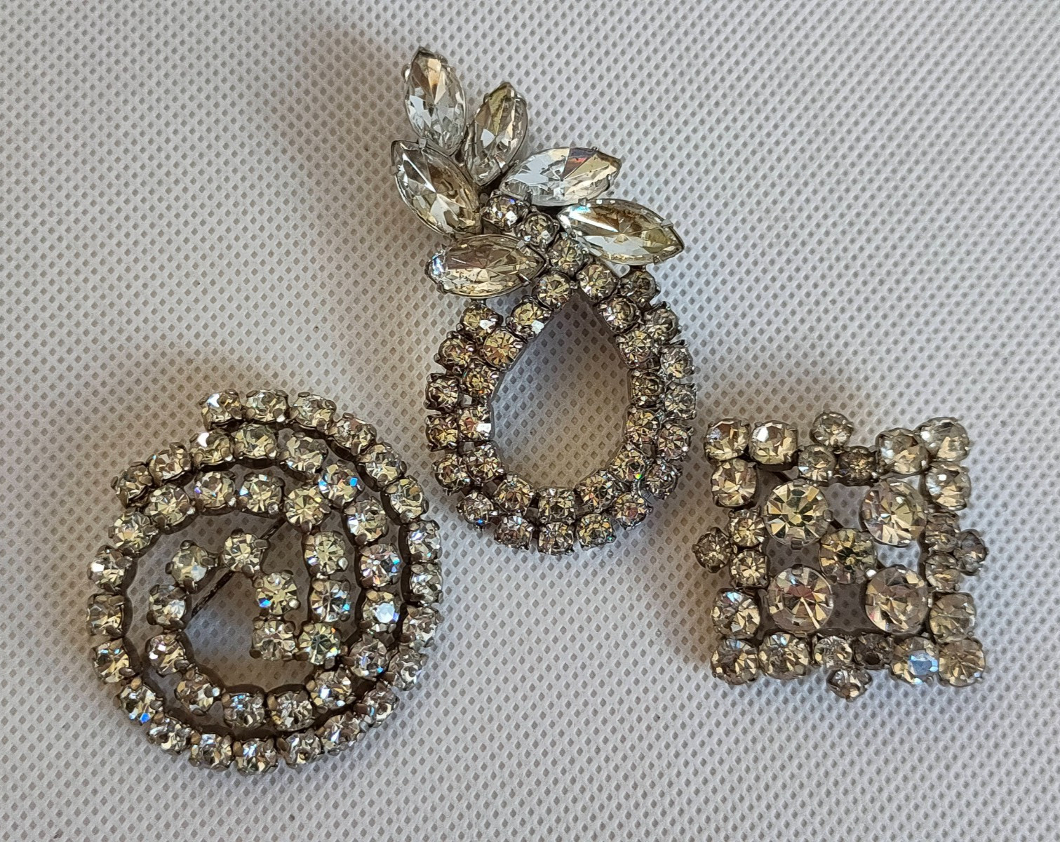 Vintage set of Soviet Czechoslovakian brooches with stones, 3 pcs. USSR.