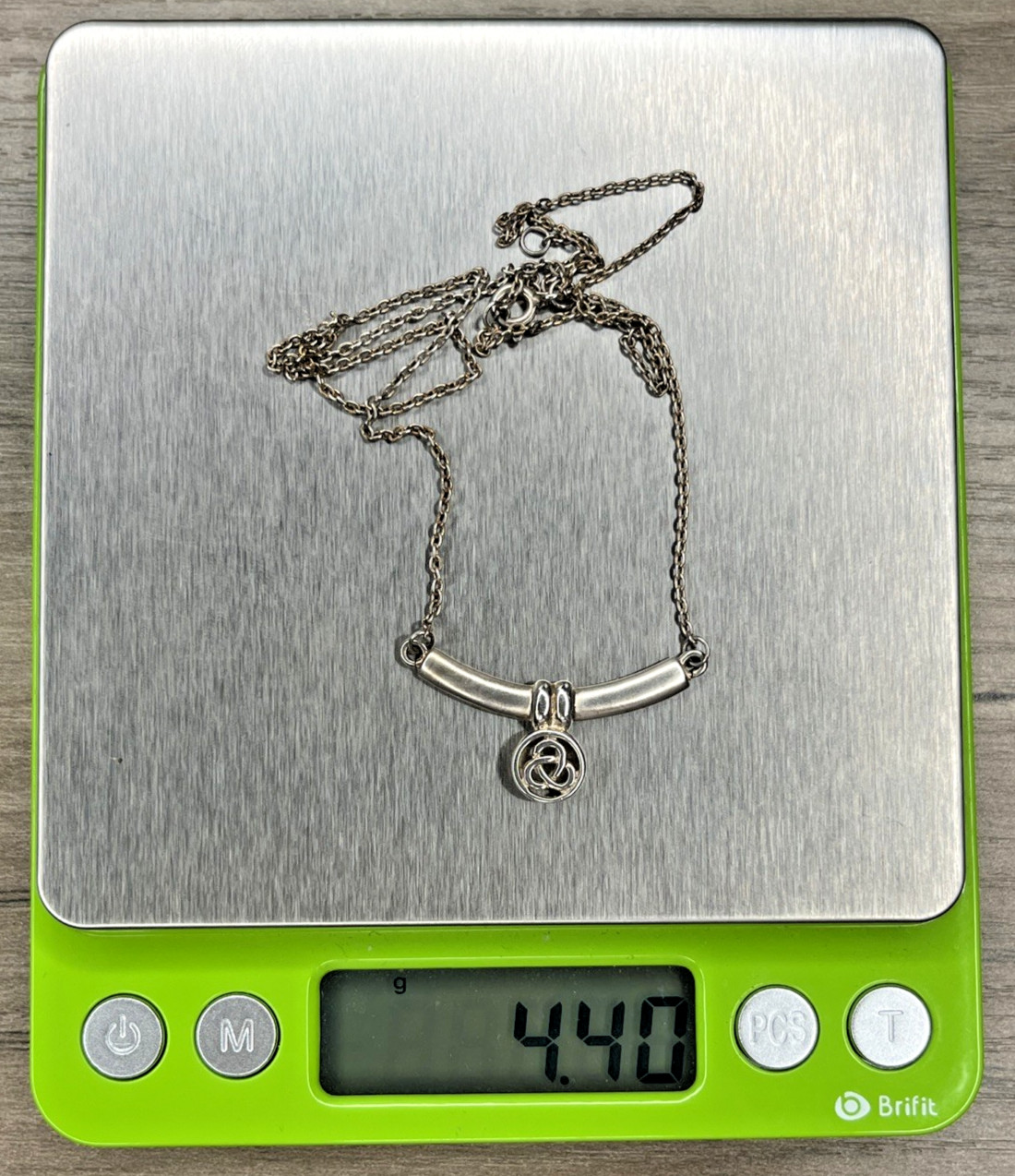 Signed KH Kit Heath Vintage Sterling 925 Irish Celtic Knot Dangle Bar Necklace