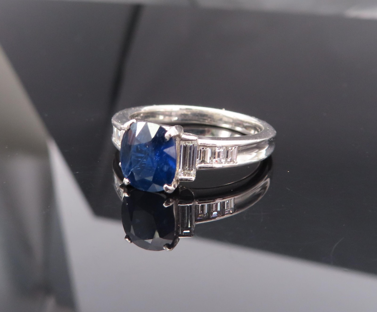 1.89ct GIA Burma No Heat Blue Sapphire & 0.54ct Diamond Platinum Ring Size 7.5