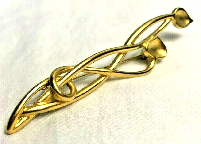 Monet Pin Brooch Gold Tone with Leaves and Graceful Lines Vintage