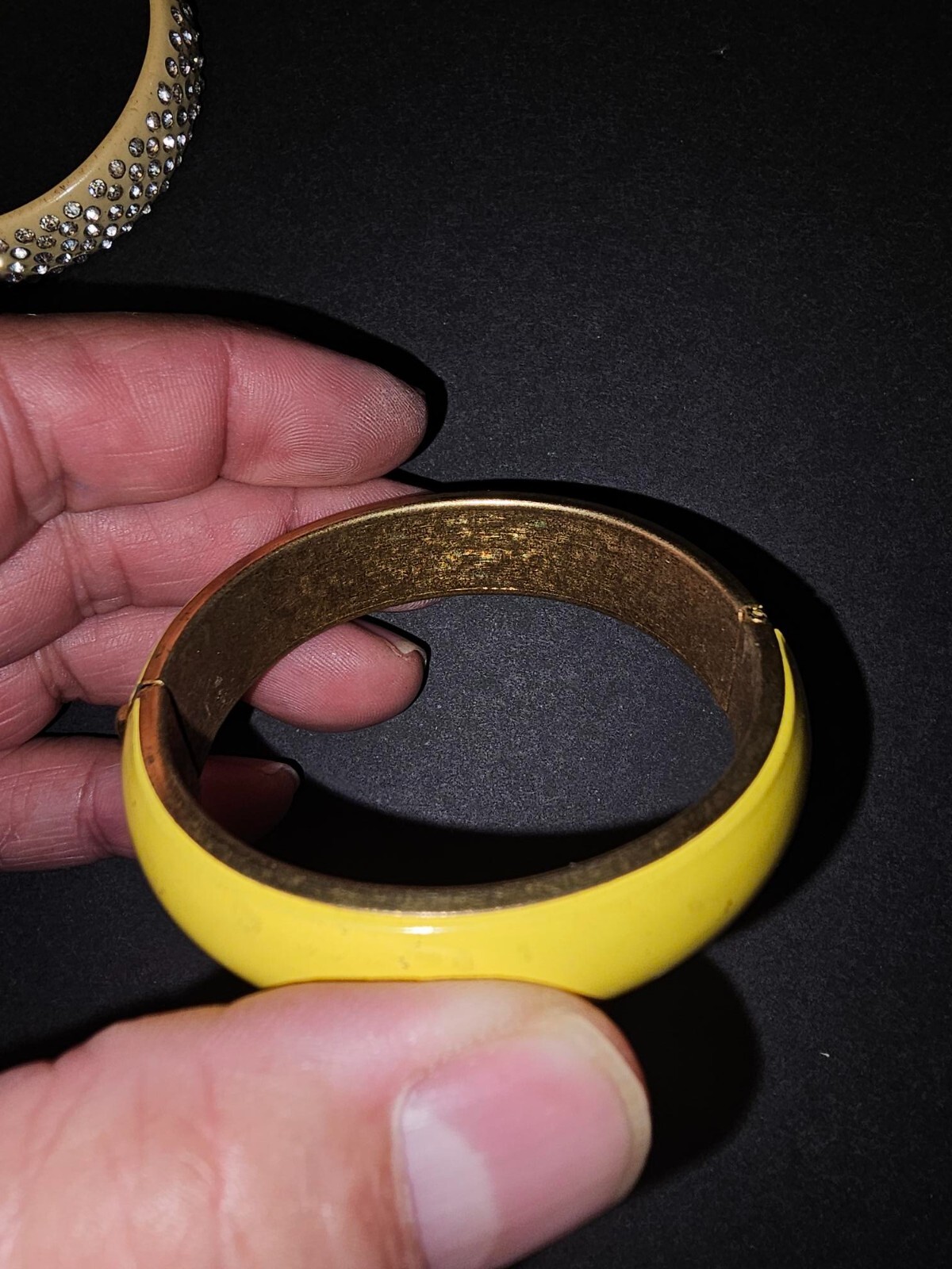 2 vintage bangle bracelets I believe the solid one may be Bakelite but not sure