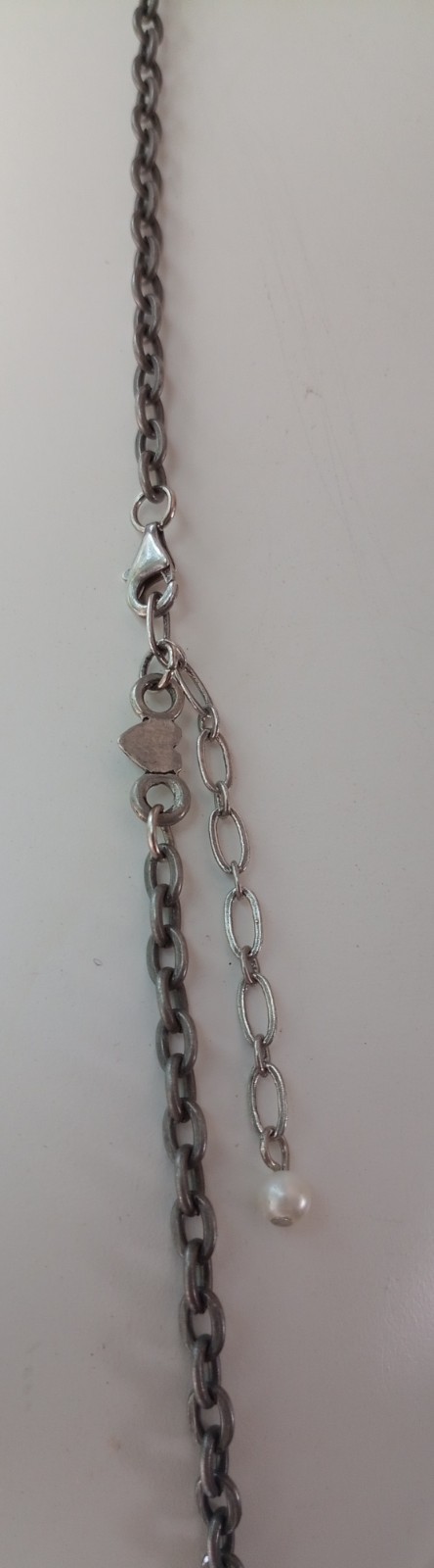AE Necklace 925 Clasp Only Faux Pearl 3 Non Sterling Chains Swag Drape 32″