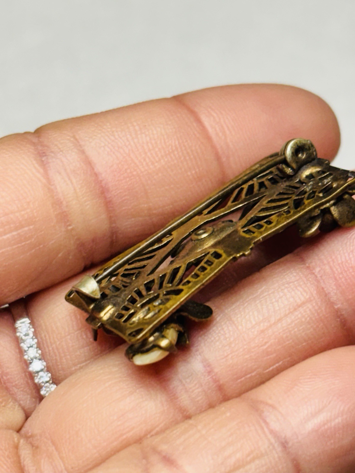 Vtg Unmarked Antique Victorian Floral Baroque Pearl Edwardian Mini Brooch Pin