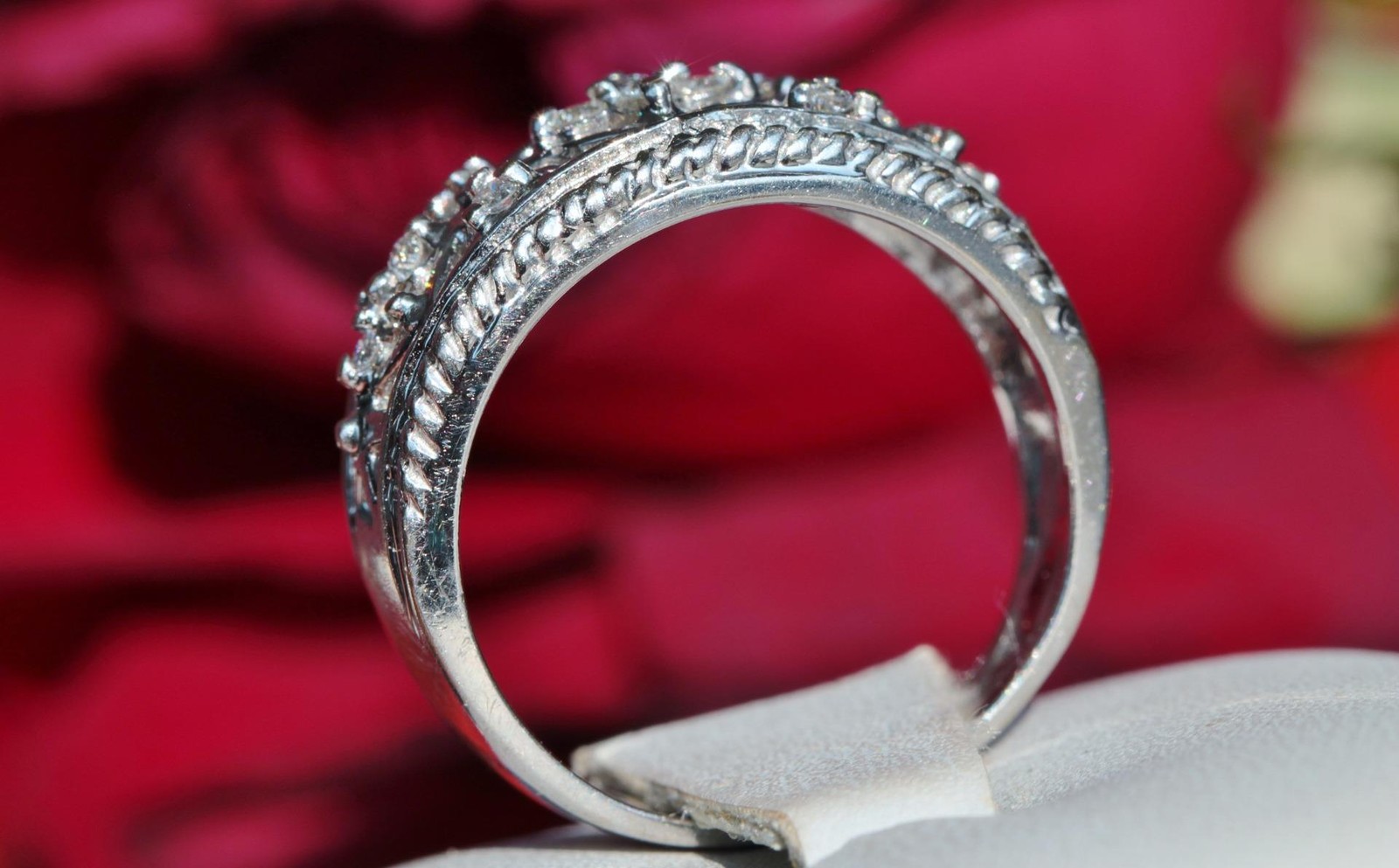 14k white gold ring 0.35ct natural diamond size 6.5 band handmade 5.5gr N161