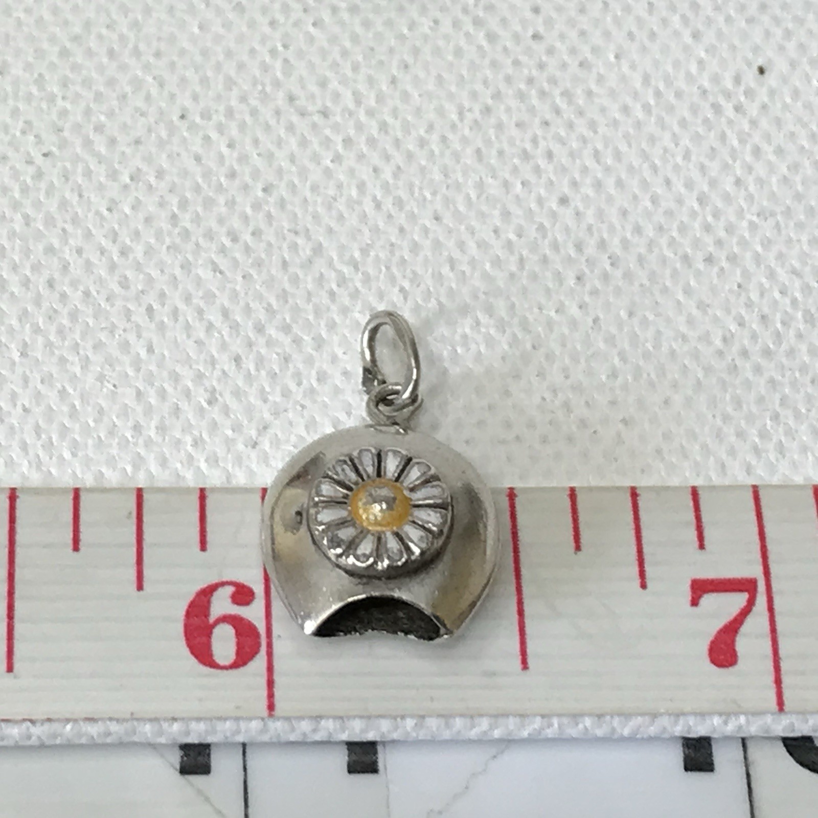 Vintage Sterling Silver Swiss Cow Bell Enamel Daisy Flower Bracelet Charm READ