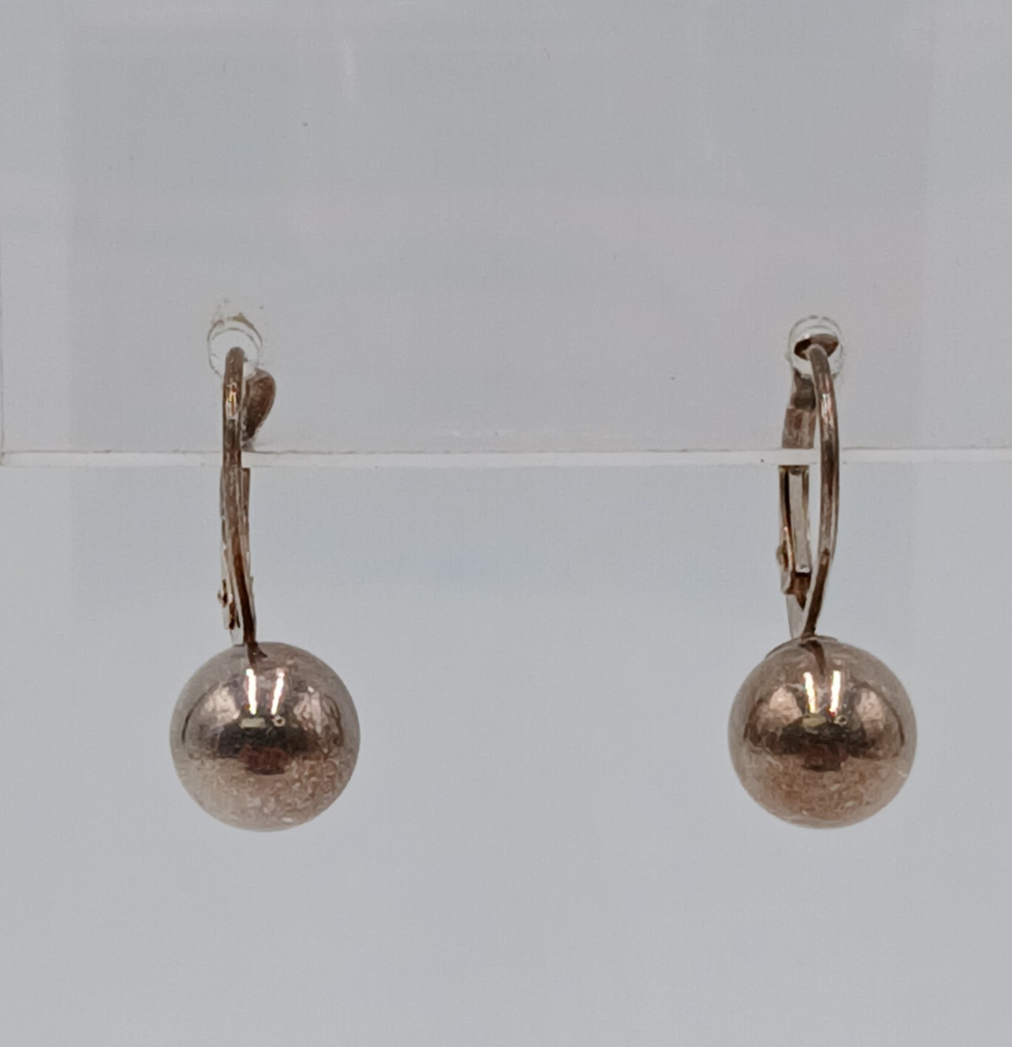 VTG 925 Ball Drop 8mm Earrings Sterling Silver 1.87g Lever Back Polished Dangle