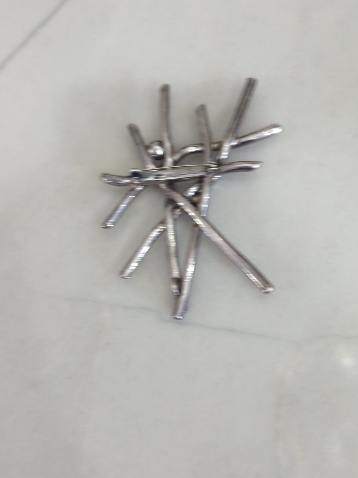 Large Modernist Brooch Sterling Silver Unknown Artist Stick-Like Design Vtg