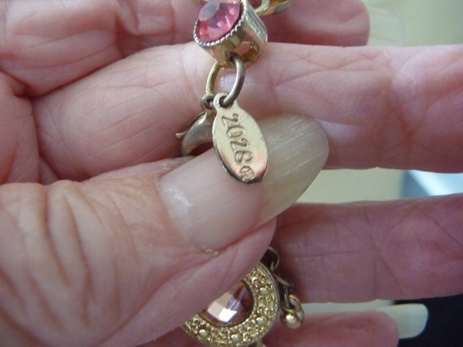 GOLD TONE w PINK RHINESTONES WRAP 6 1/2″ L x 3/4″W BRACELET #23/19A
