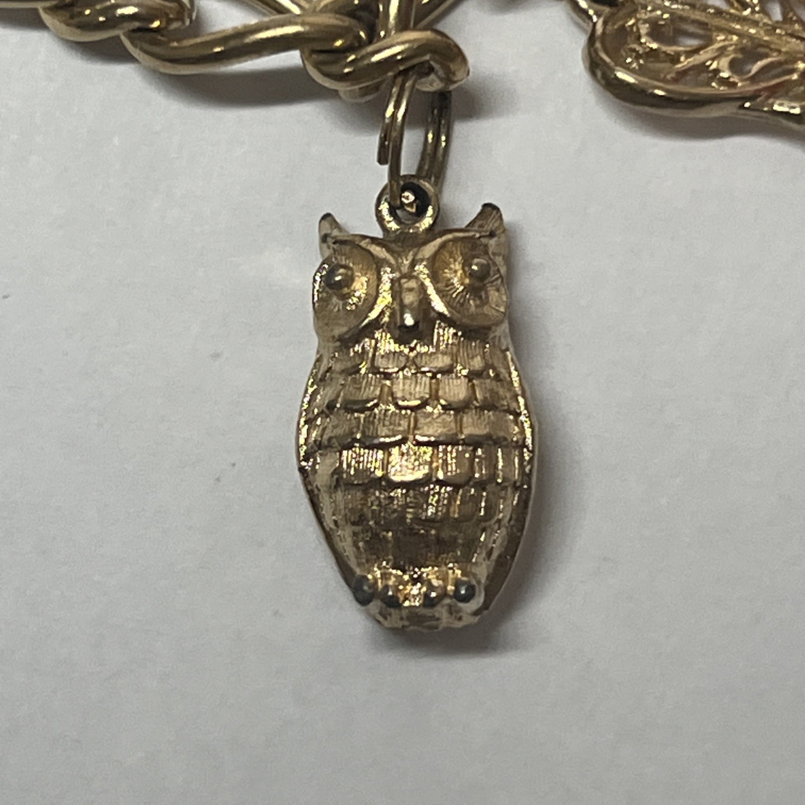 Vintage Charm Bracelet Chair Telephone Owl Boot Signed AVON Jewelry 7”