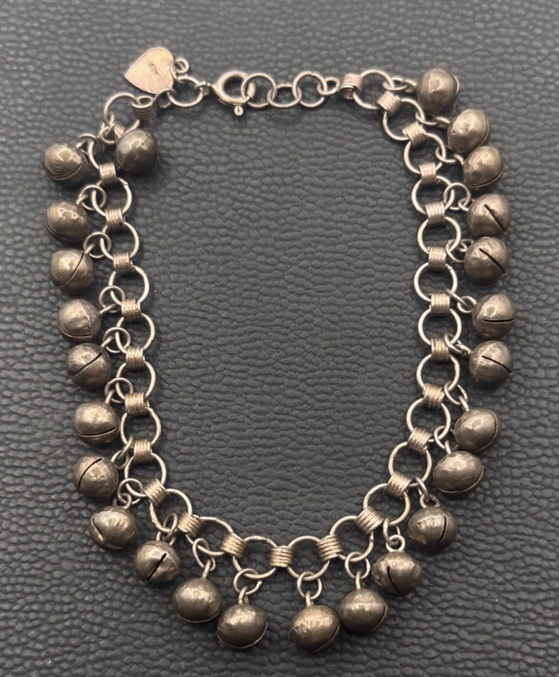 Vintage 925 Sterling Slver Jingling Noisy Bells 8” Shake Bracelet #8