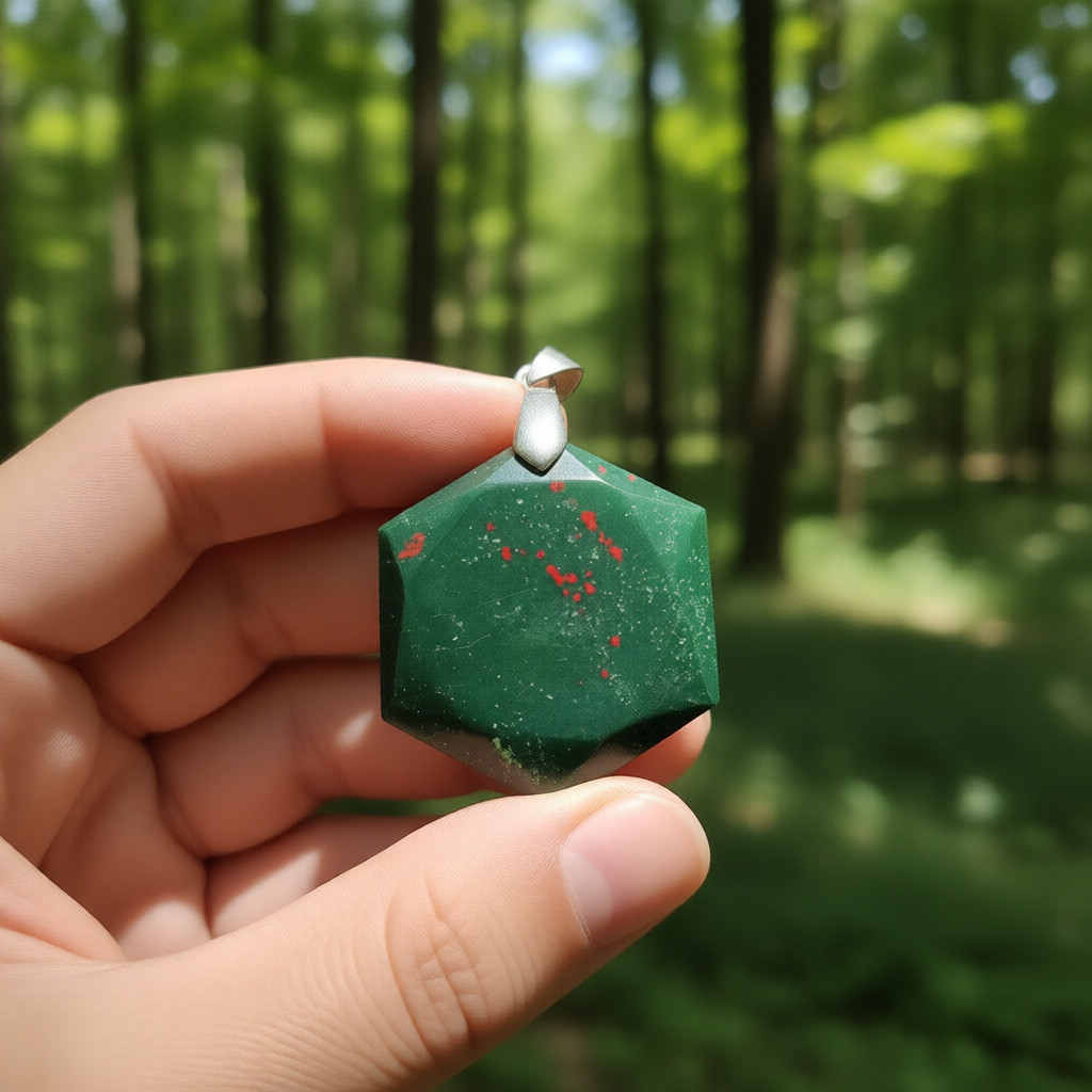 Bloodstone Hexagon Certified Pendant Necklace | Handmade Healing Crystal Jewelry