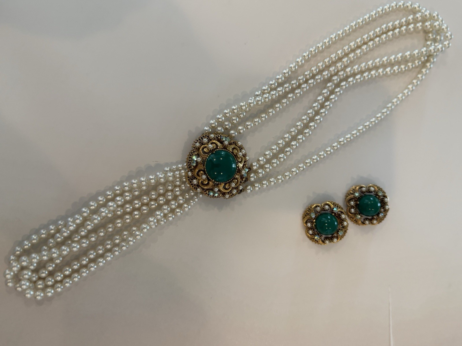 Florenza Royal Convertible Pearl Strands Statement Necklace & Clip Earrings