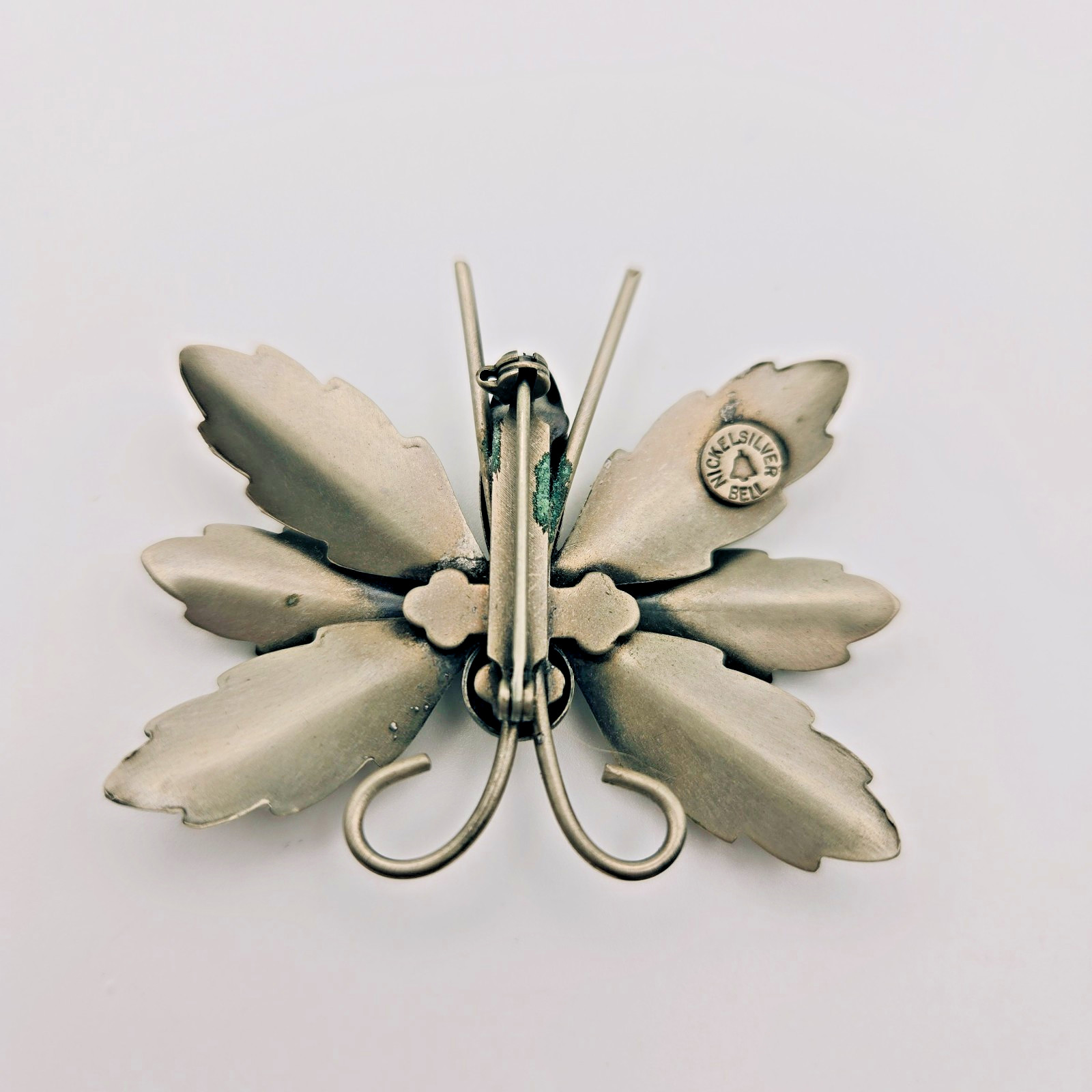 Bell Trading Post 1950s Butterfly Brooch Nickel Silver Vintage Signed Pin MCM