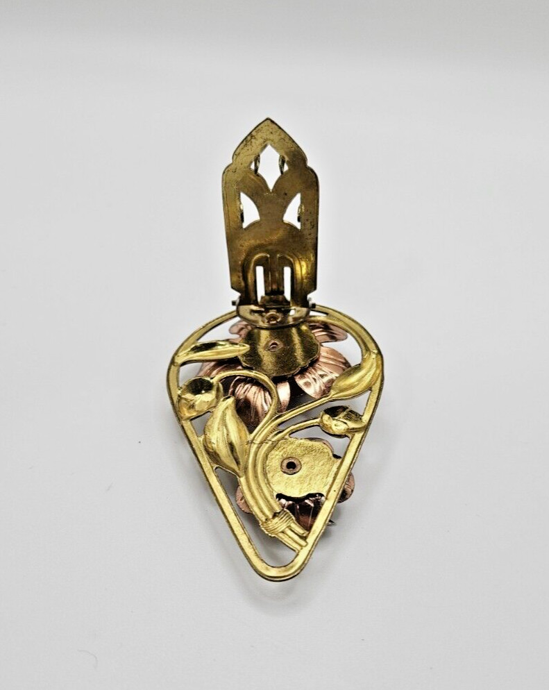 Antique New England Glass Works Fur Clip mixed metals
