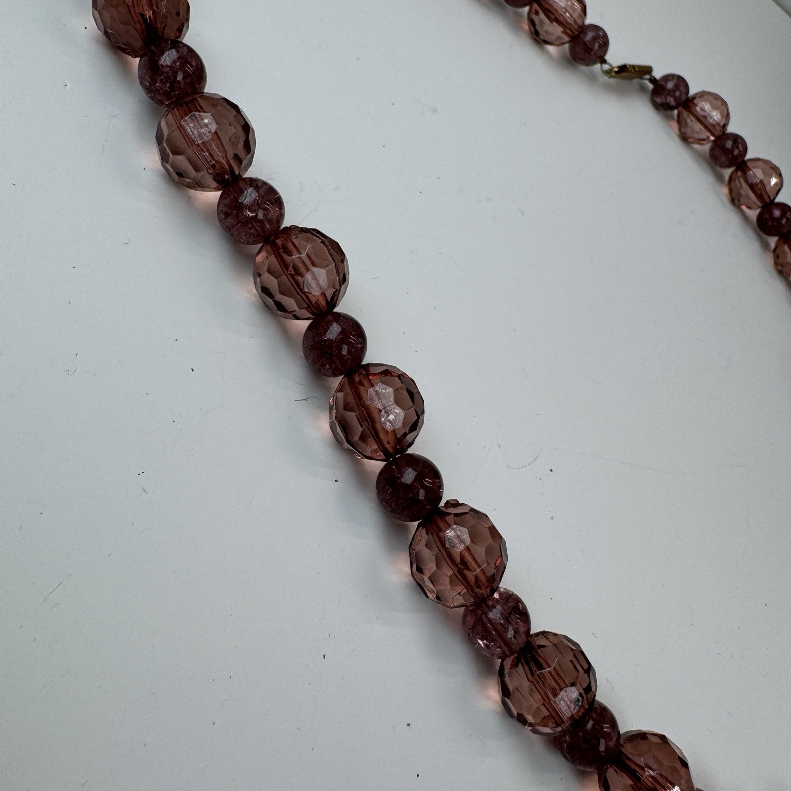 Lot Of 2 VTG Bead Necklaces – Purple Glass & Green Gold Tone Statement