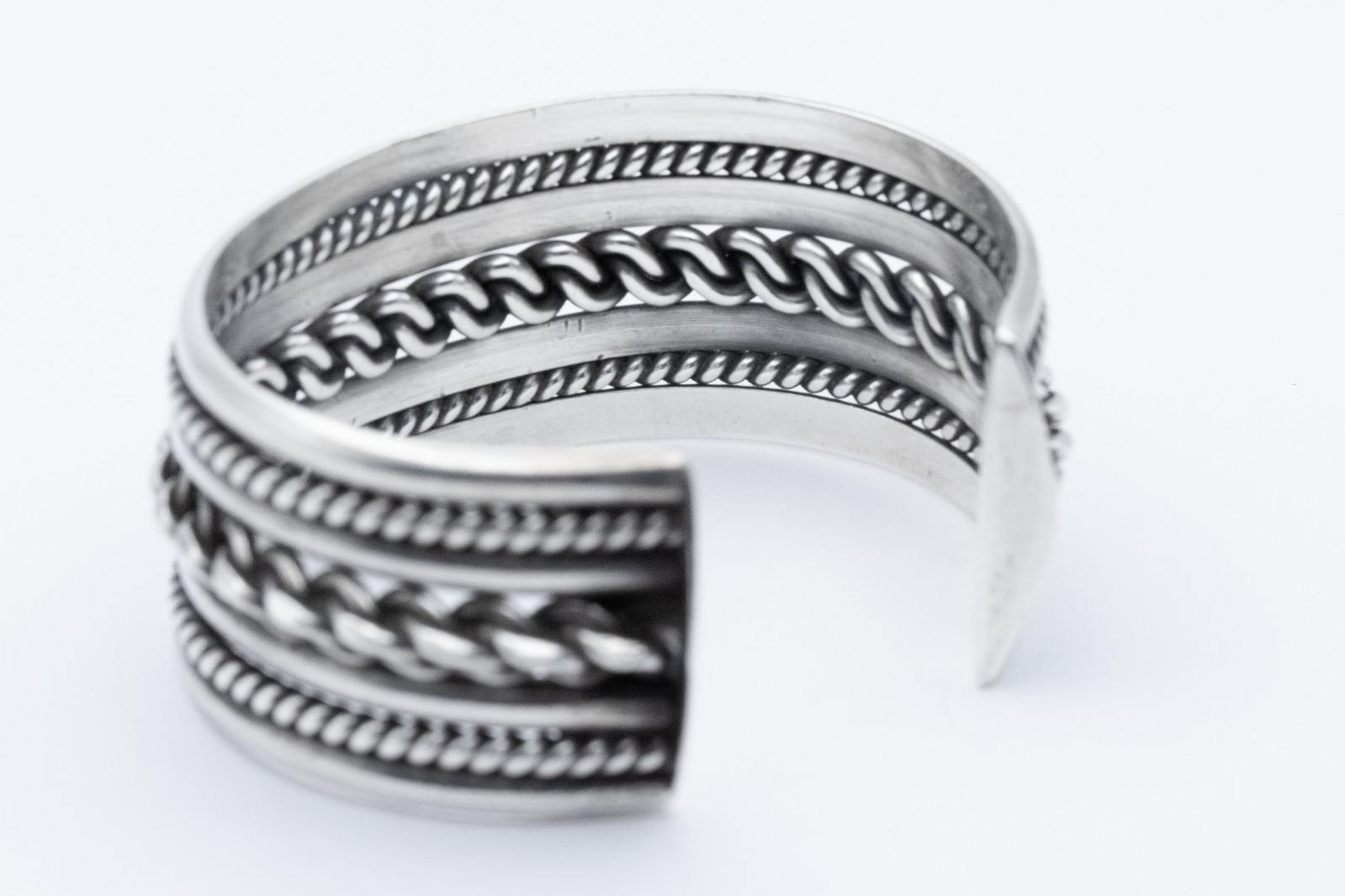 Navajo Sterling Silver Triple Twisted Wire Wide Cuff Bracelet 78.6g Vintage 925