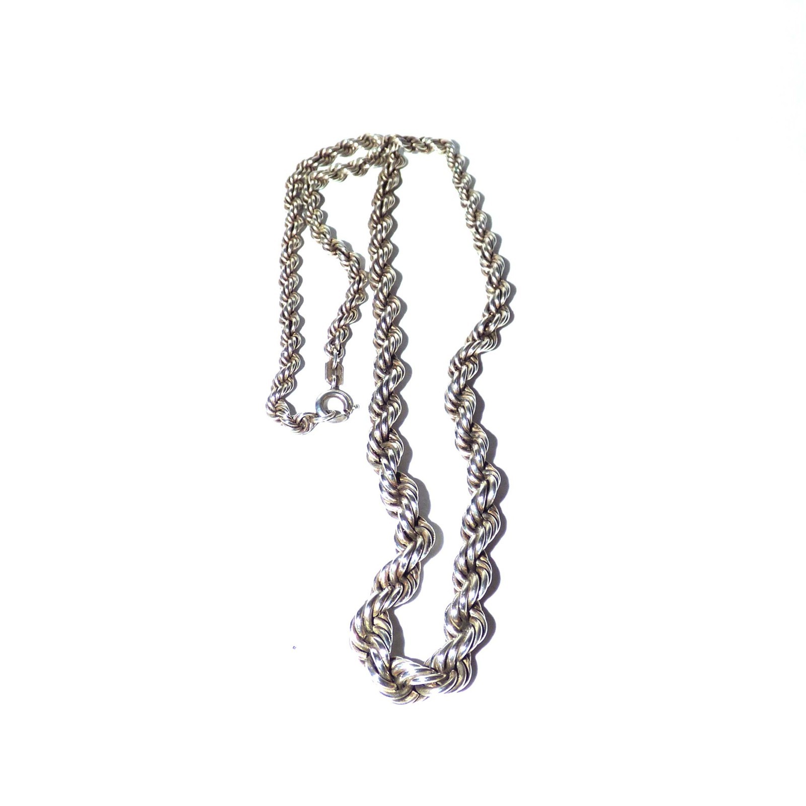 Vintage Italian 925 Sterling Silver Graduated Rope Chain Necklace 45cm 16g