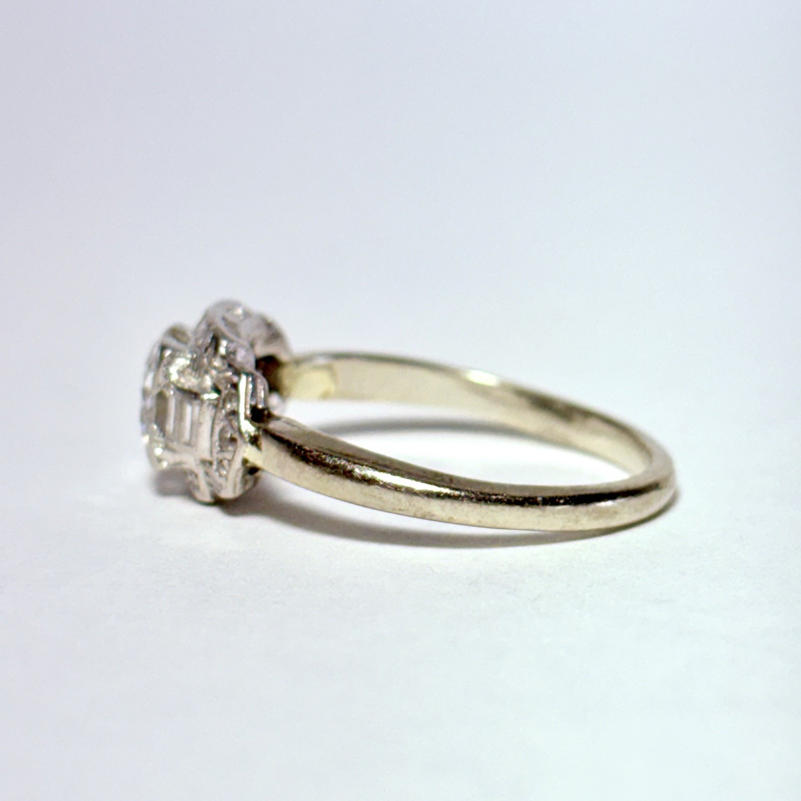 GG Certified 14K Gold 0.94ct Old European Diamond 0.22ctw Accents Sz 9 Ring 3.8g