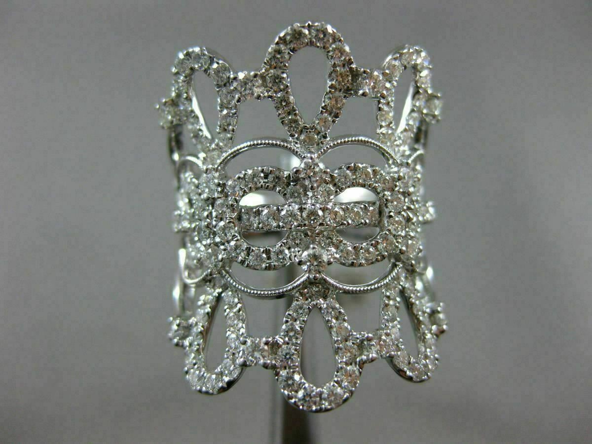 ESTATE EXTRA LARGE 1.53CT DIAMOND 18KT WHITE GOLD 3D OPEN CROWN TEAR DROP RING