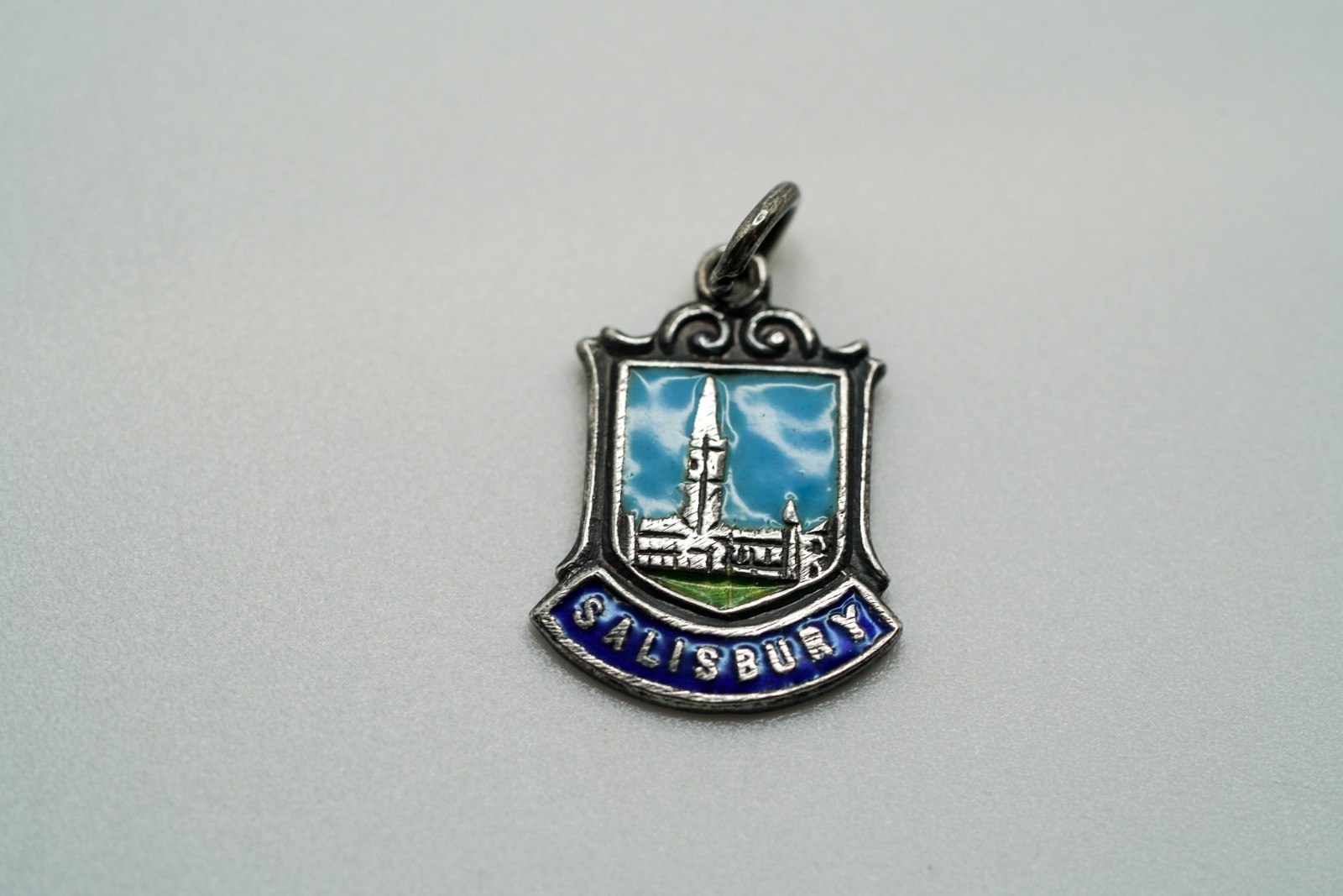Vintage Sterling Silver Enamel SALISBURY Charm N2