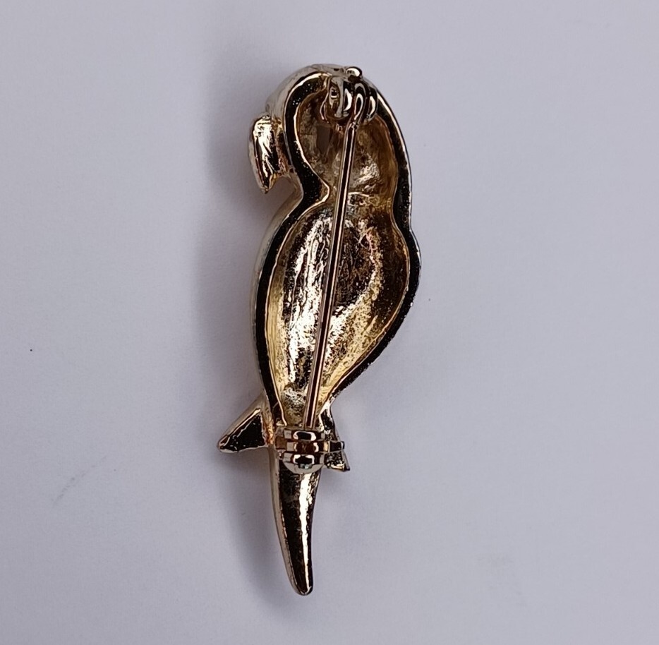 Vintage Brooch Pin Gold Tone Parrot Bird 1.5″ Women’s Costume Fashion Jewelry