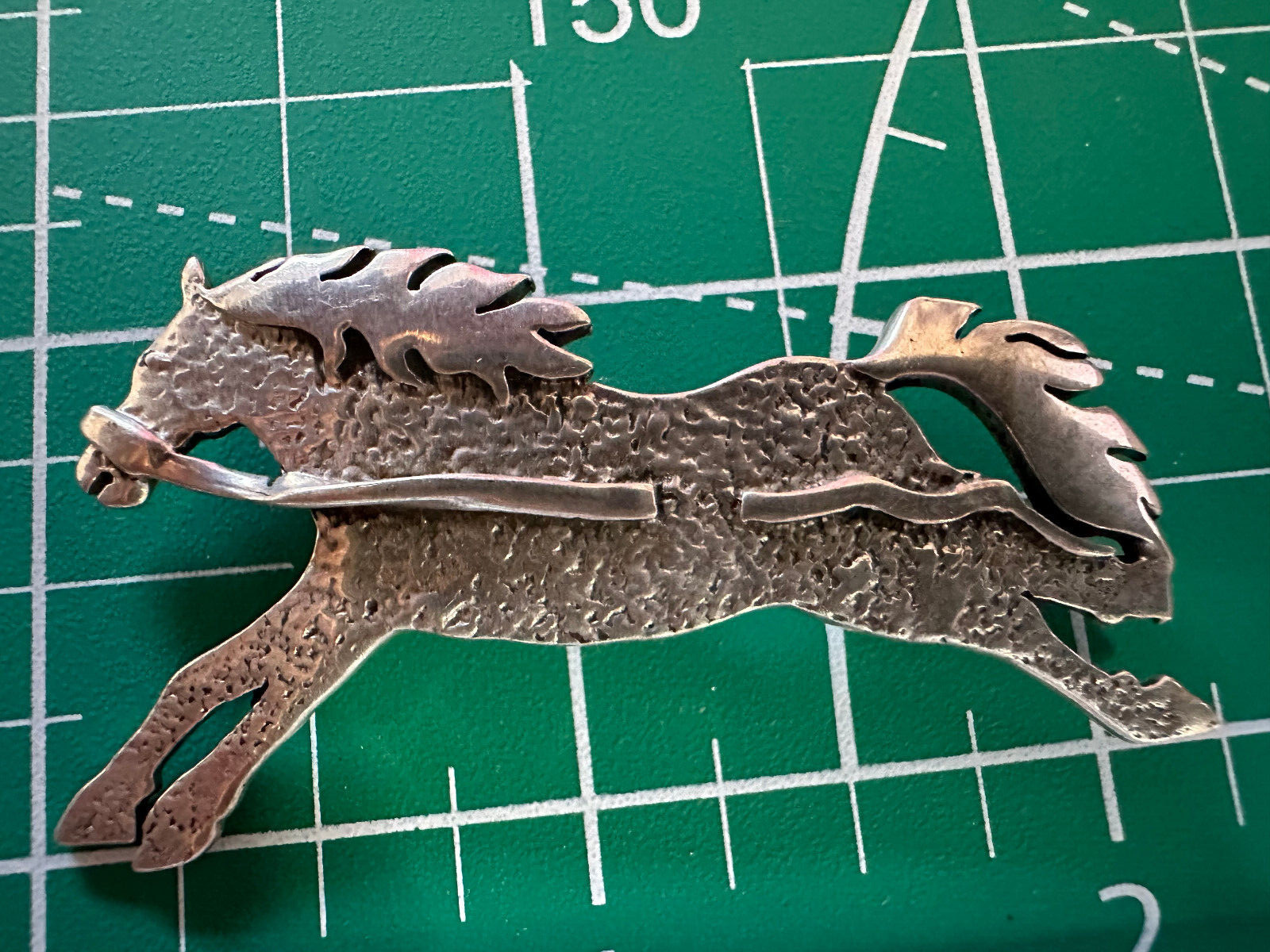 Sterling Silver Running Horse Long Reins Brooch PIN 2.25″ JA1