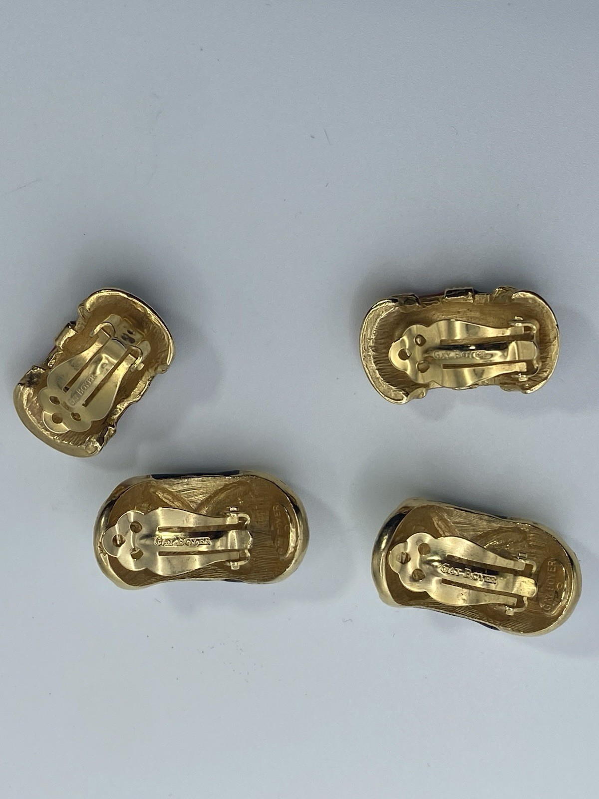 Gay Boyer Gold Tone Vintage Clip-On Earrings Set Of Two