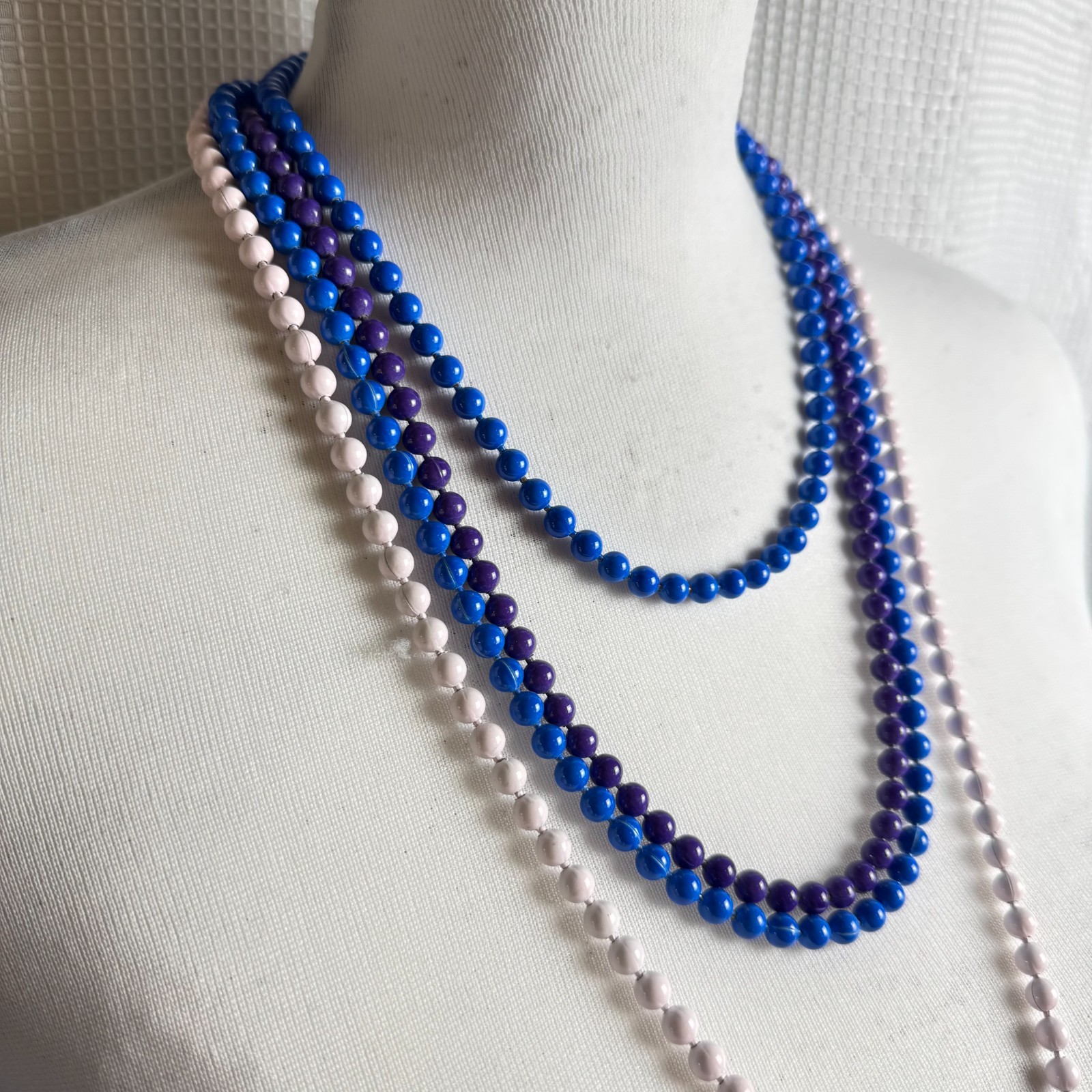 Lot of 4 Vtg Oops A Daisy Necklaces Purple Blue Blush Pink Enamel Ball Chain