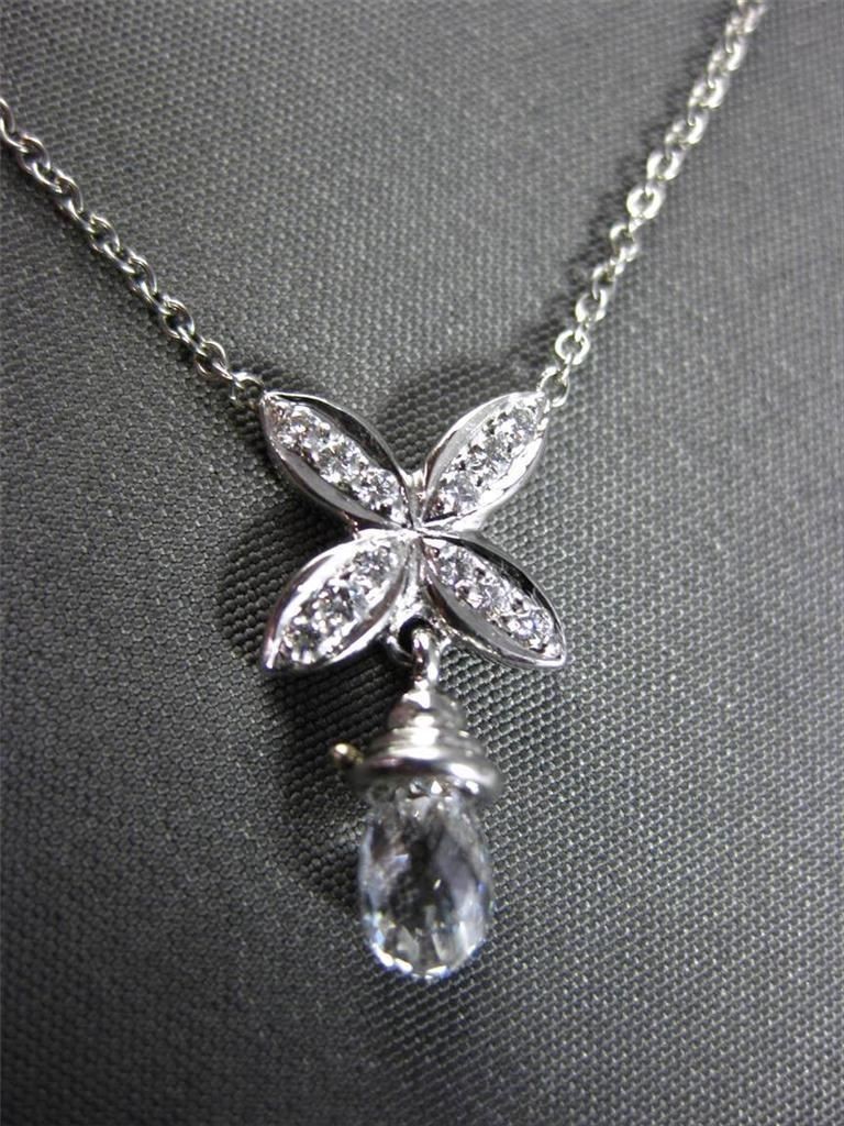 ANTIQUE PLATINUM .87CT EXTRA FACETED ROSE CUT DIAMOND FLORAL NECKLACE F/G VVS VS