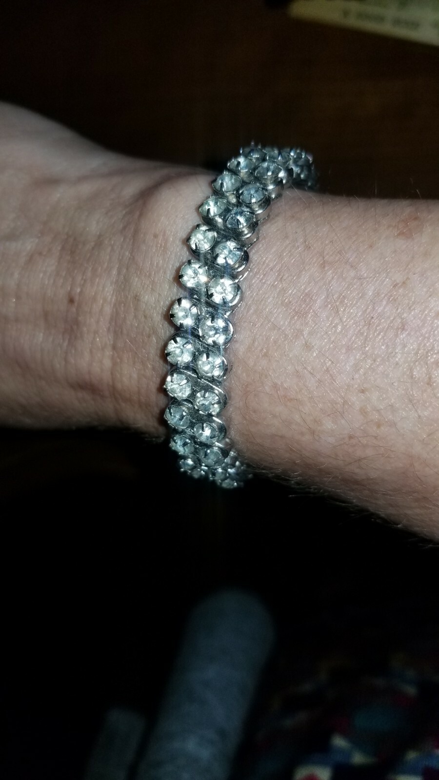 VTG 1950s Stretchy Rhinestone Bracelet Expanding Retro Glamour Jewelry